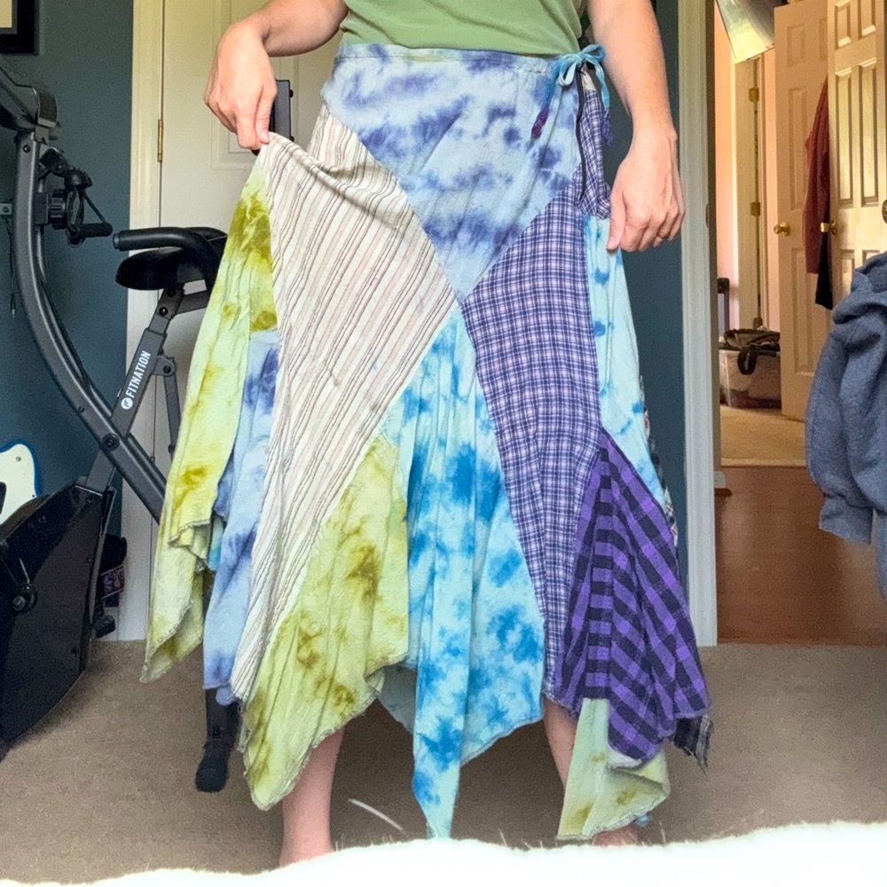 Bohemian Patchwork Midi Skirt